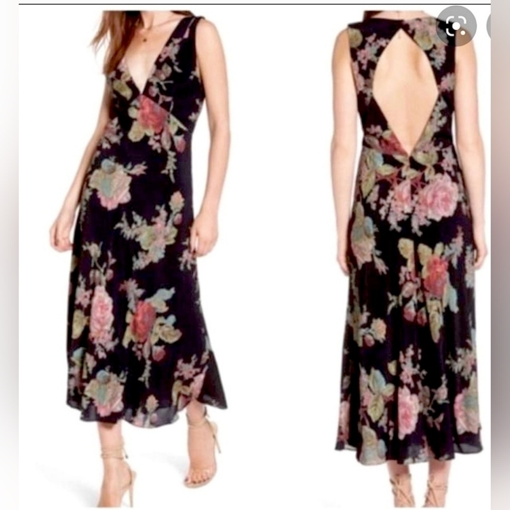 Privacy Please Deep V-Neck Floral Dress size L